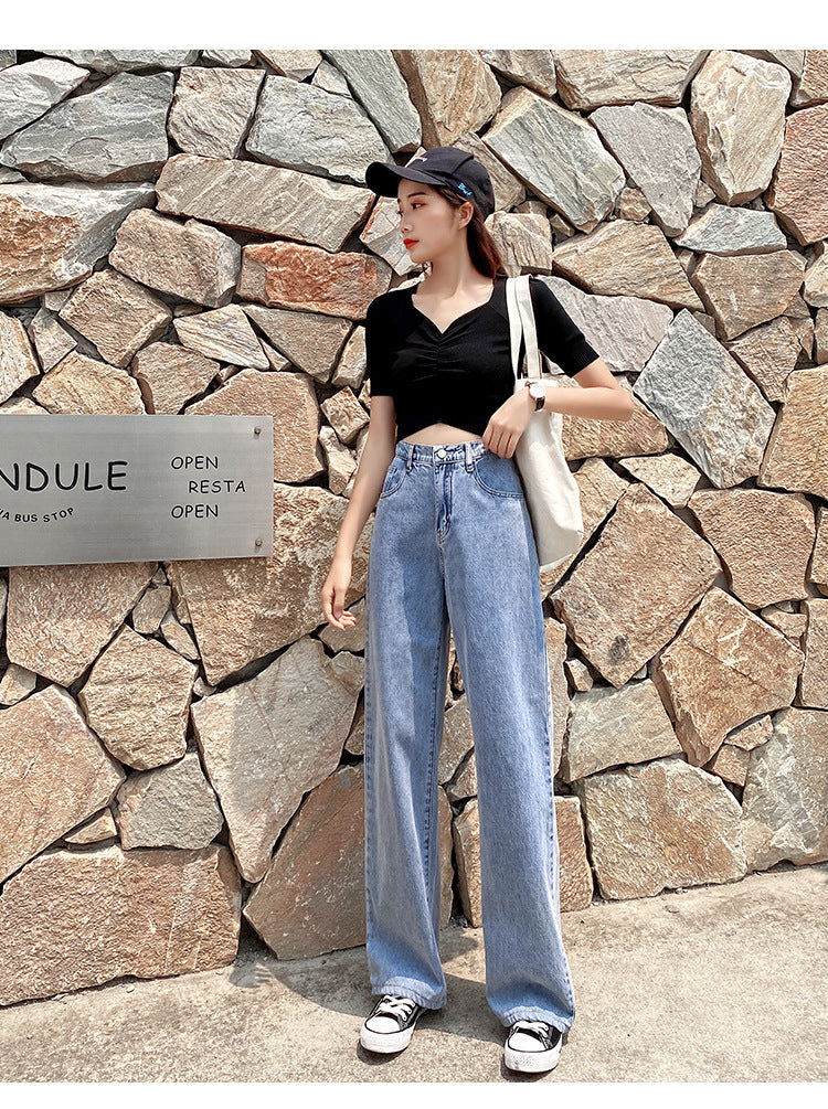 Women's high waist drape jeans