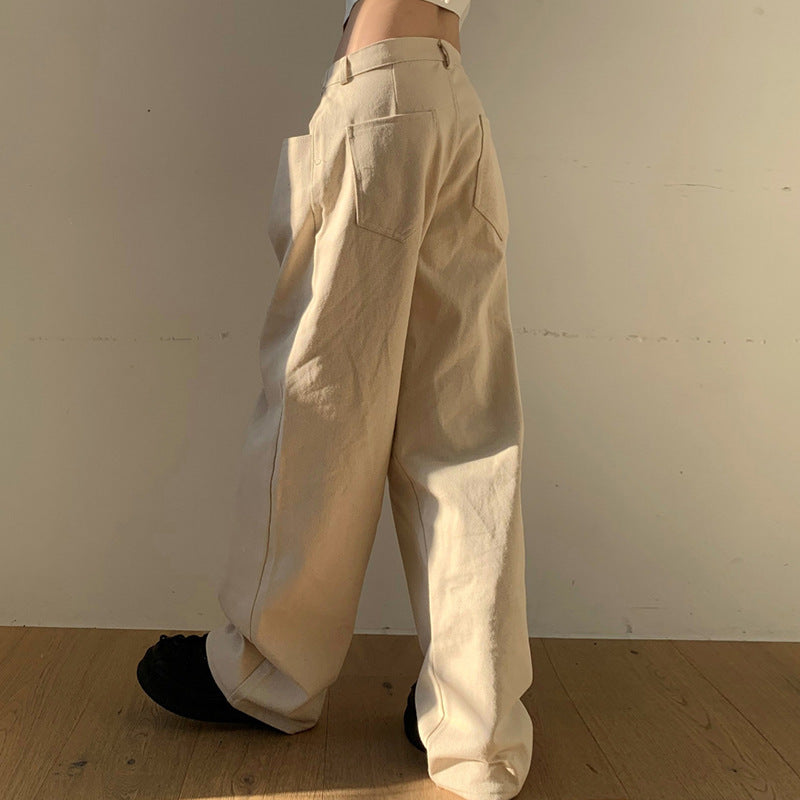 Women's Fashion Waist Adjustment Loose High Waist Casual Jeans